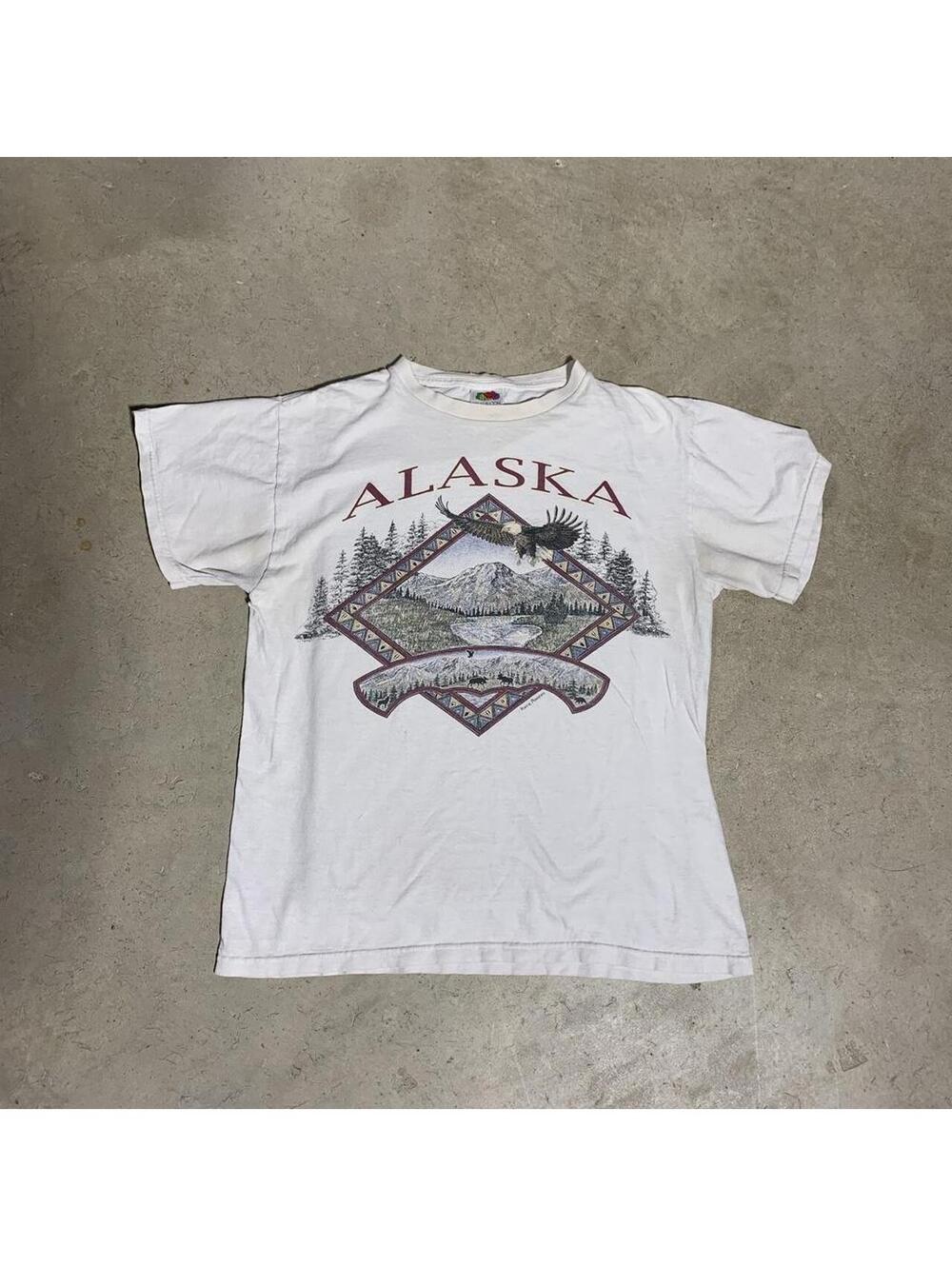 Vintage Y2K Alaska Eagle Nature Graphic T-Shirt Mens M Fruit of the Loom